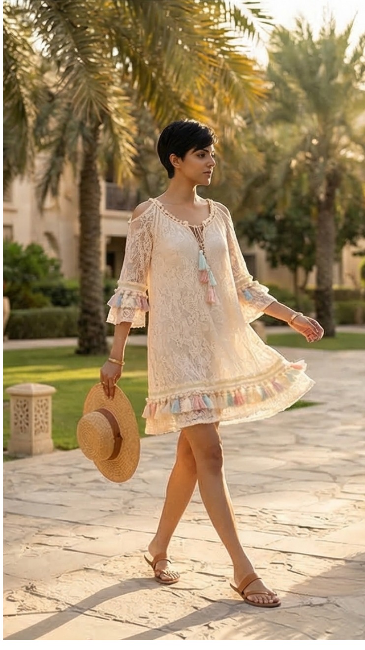 AMIRA LACE TASSELED DRESS